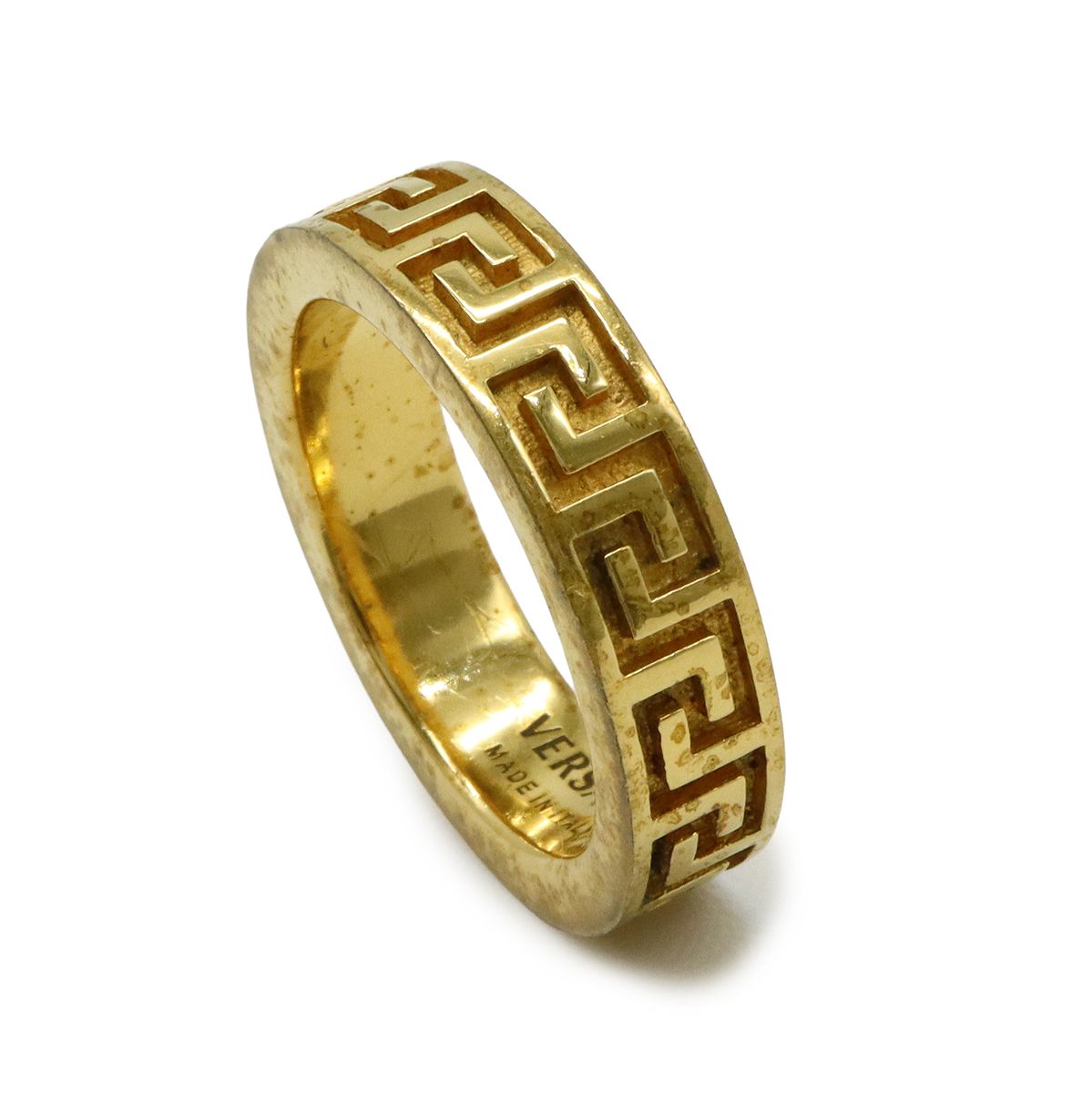 VERSACE ヴェルサーチェ ヴェルサーチ ベルサーチ グレカ リング 指輪 GP ゴールド 実寸約19号