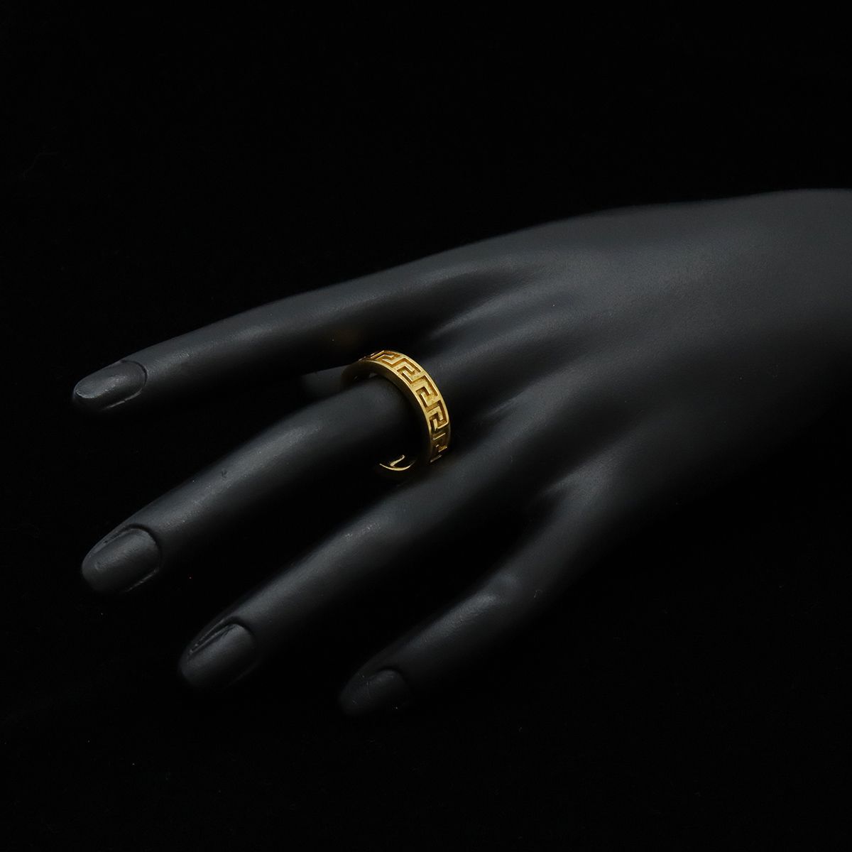  VERSACE ヴェルサーチェ ヴェルサーチ ベルサーチ グレカ リング 指輪 GP ゴールド 実寸約19号 リング 指輪 アクセサリー