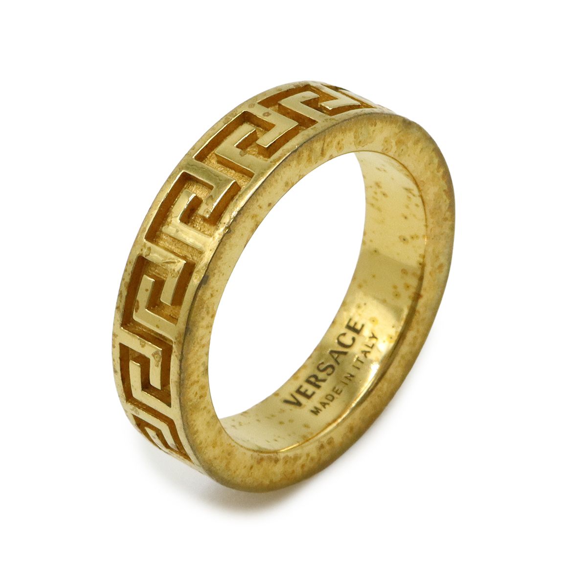 VERSACE ヴェルサーチェ ヴェルサーチ ベルサーチ グレカ リング 指輪 GP ゴールド 実寸約19号