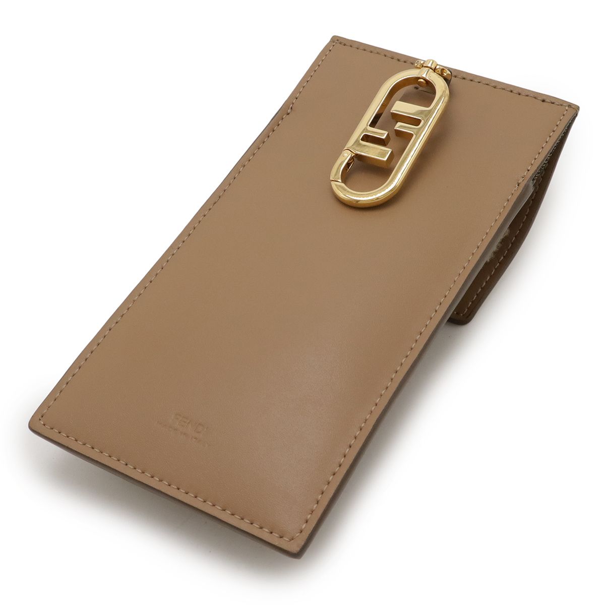 FENDI フェンディ FFロゴ フォンポーチ スマホポーチ スマホケース 携帯 ボア レザー ベージュ ホワイト ゴールド金具 7 AS 047