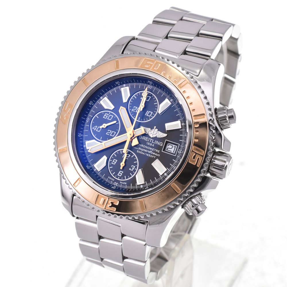 ブライトリング C 13341 スーパーオーシャン K 18 YG ベゼル 自動巻き メンズ 箱 保証書付き G 144662