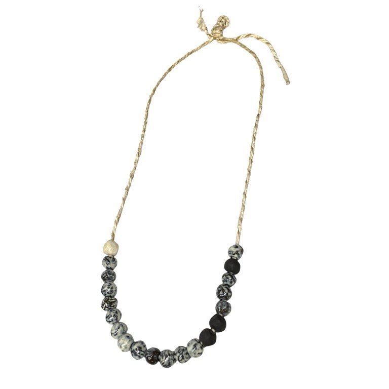 裂き織コード陶器ネックレス