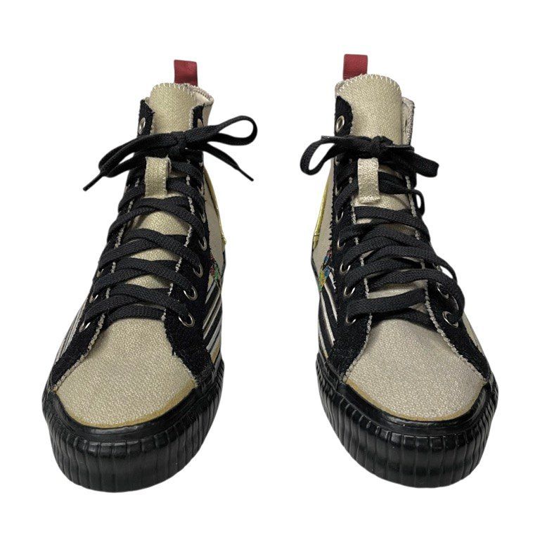 Yohji Yamamoto Pour Homme 95 AW 鹿鳴館パッチワークハイカットスニーカー シューズ 刺繍 鹿鳴館期 90 s Archive ♥
