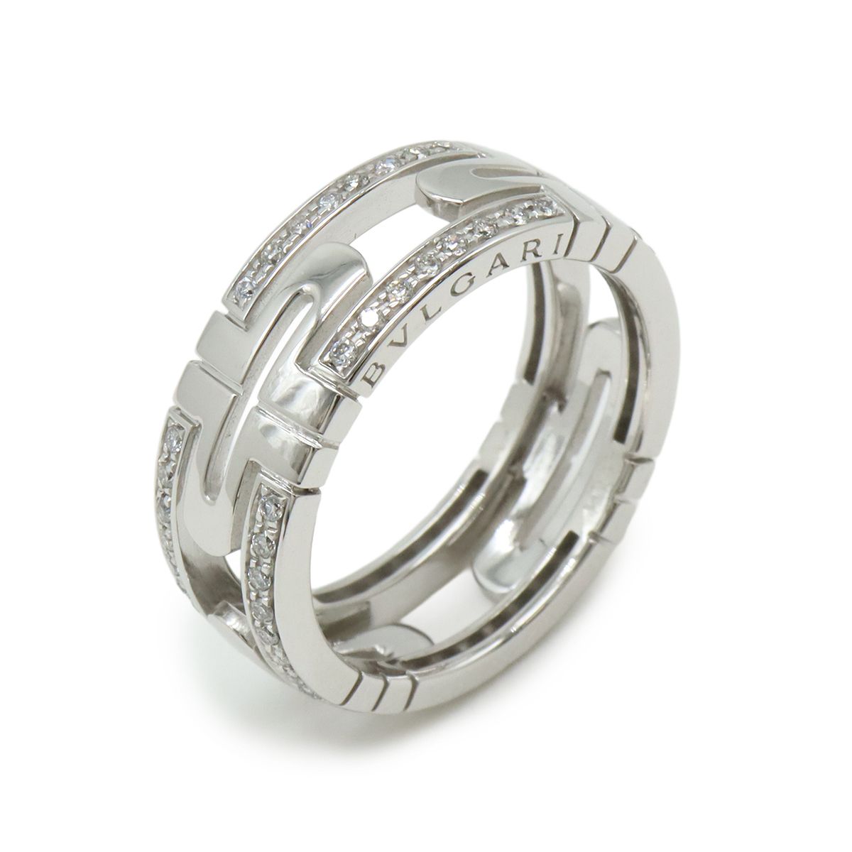 BVLGARI ブルガリ パレンテシ オープンワーク リング 指輪 K 18 WG 750 ホワイトゴールド ダイヤモンド 60 日本サイズ約19号