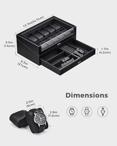 新品】腕時計ケース 木製 12本用 2段式ウォッチボックス 男性向け