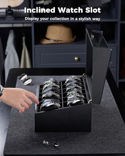 新品】腕時計ケース 木製 12本用 2段式ウォッチボックス 男性向け