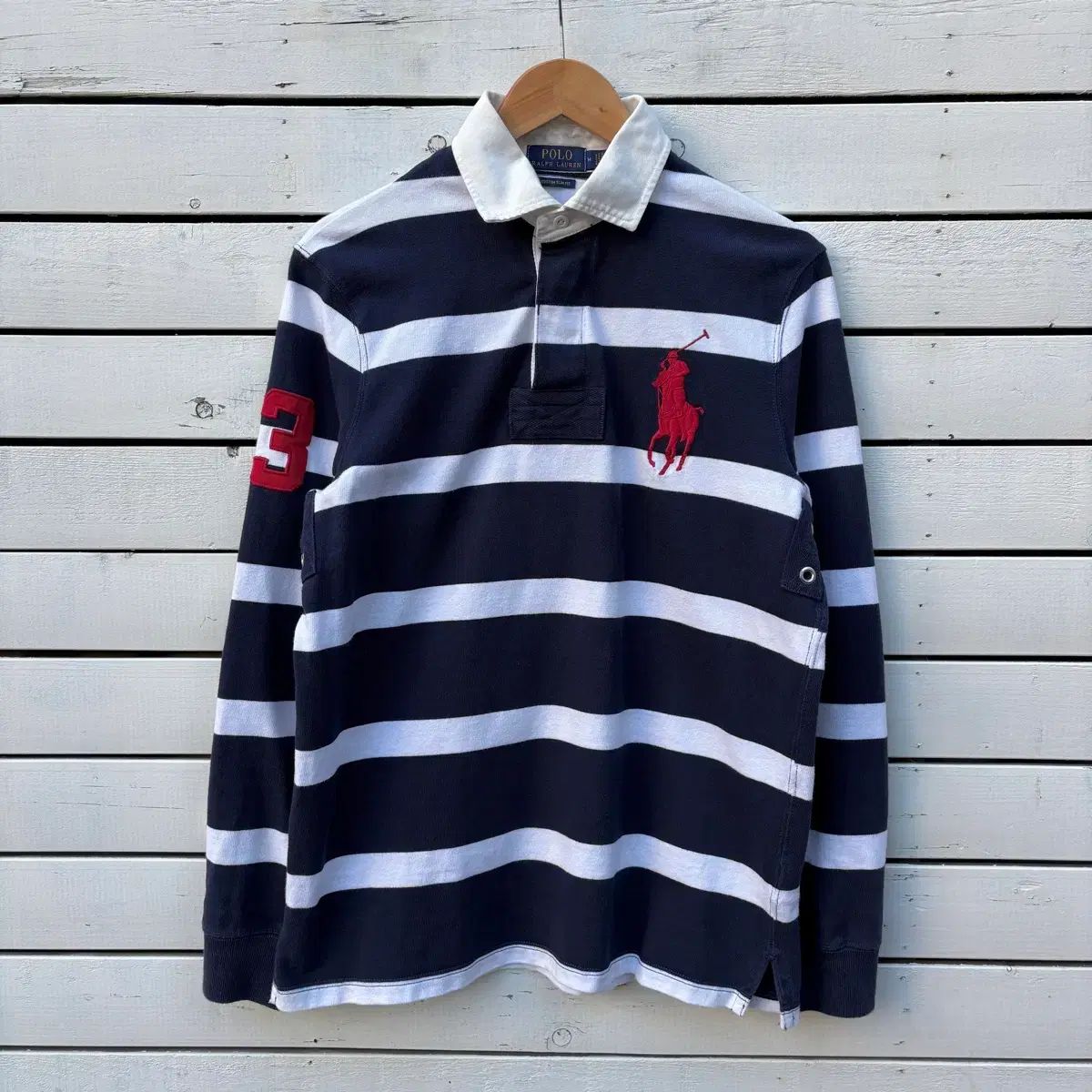 ポロ ビックポニー ストライプ ラグビーシャツ