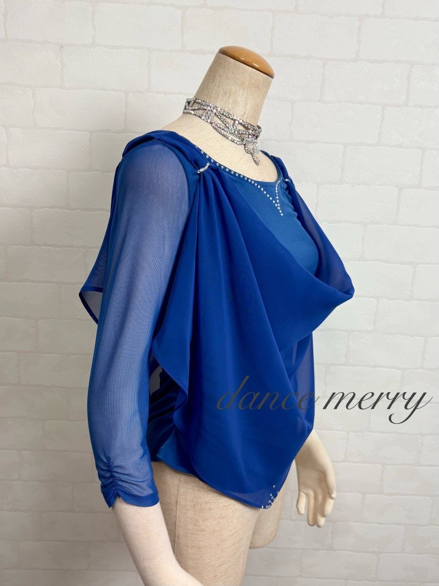 新品 社交ダンス ツーピース セットアップ 青 ブルー ワルツ クイック