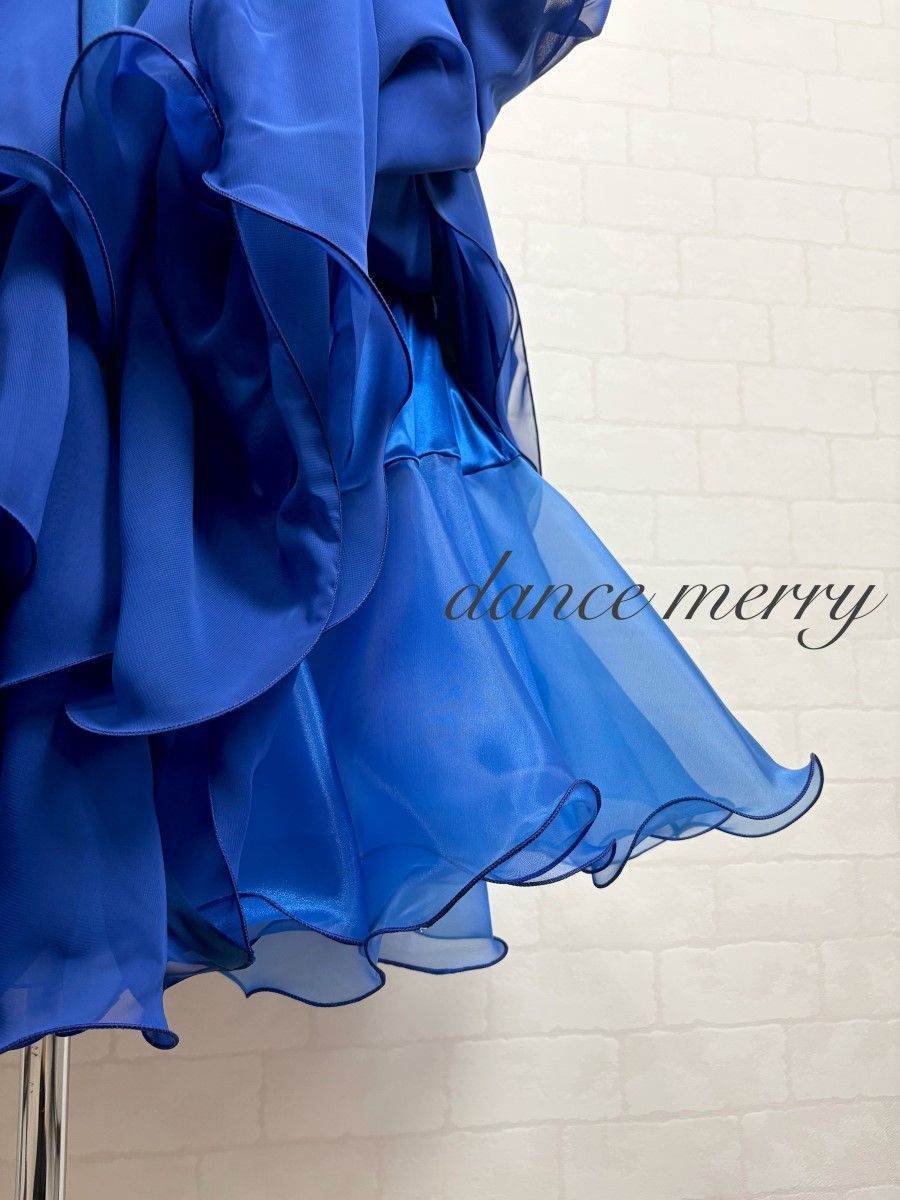 新品 社交ダンス ツーピース セットアップ 青 ブルー ワルツ クイック