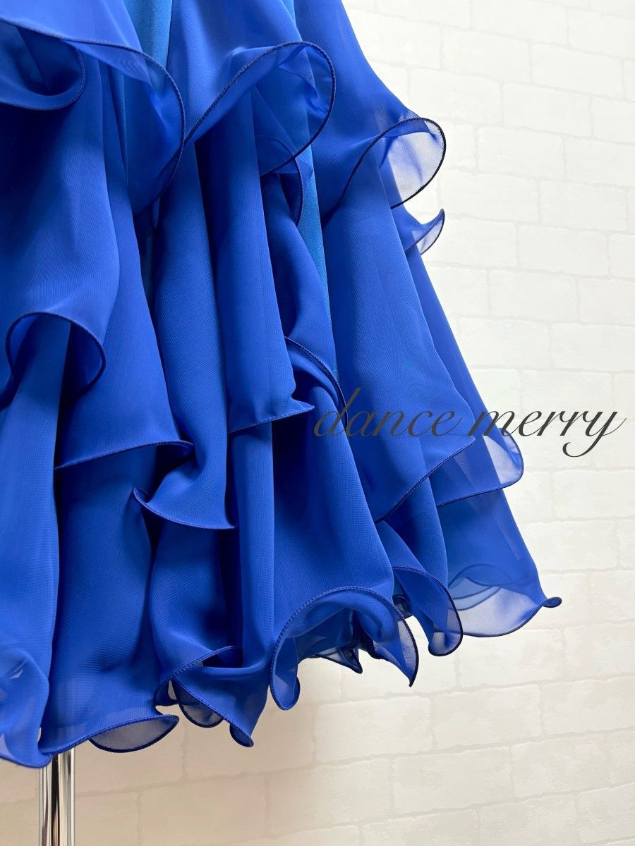 新品 社交ダンス ツーピース セットアップ 青 ブルー ワルツ クイック