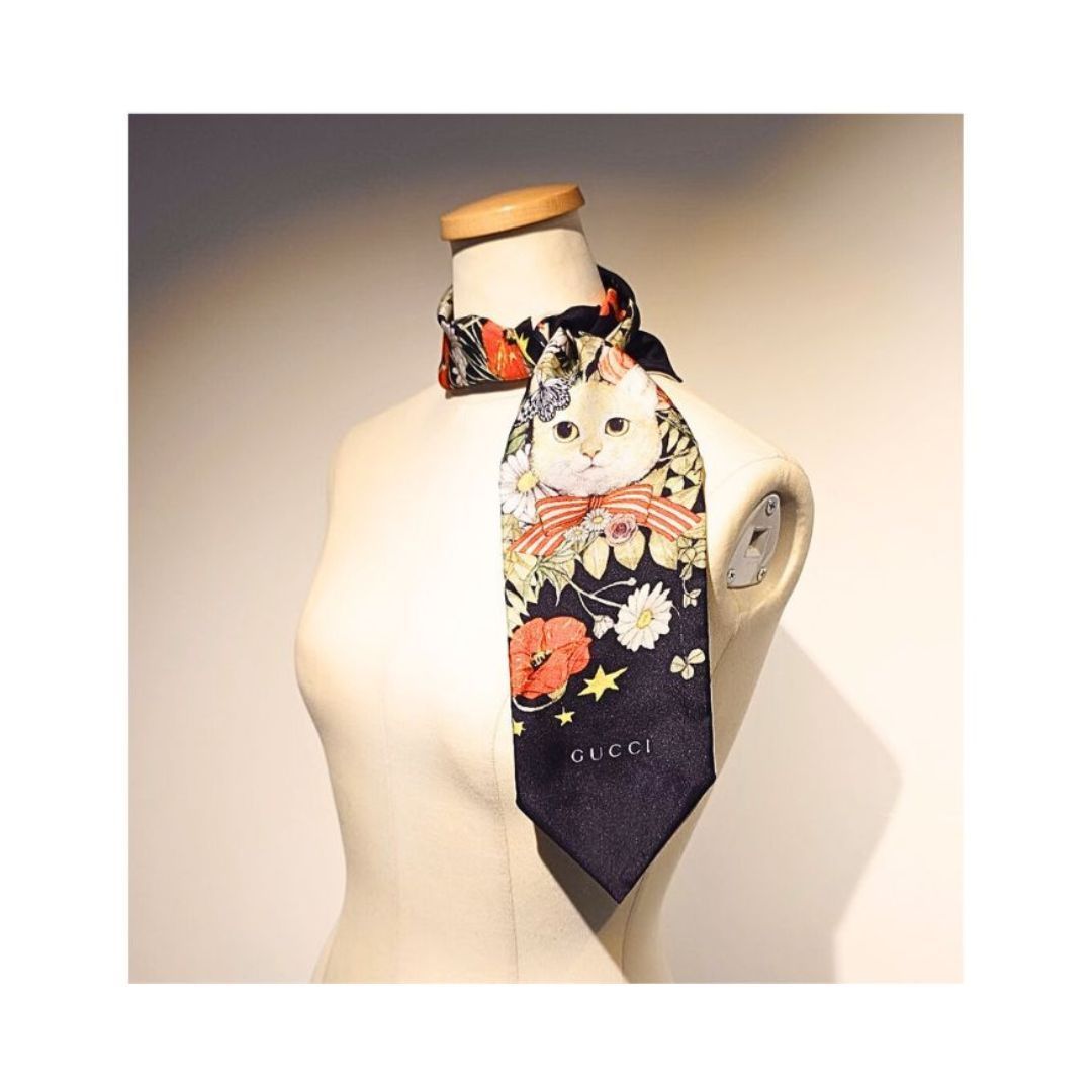 日本限定 GUCCI グッチ シルク ネックボウ ネクタイスカーフ