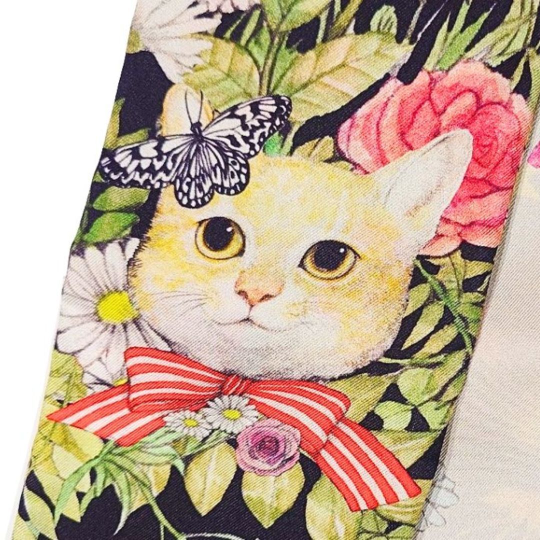 グッチ シルク スカーフ ヒグチユウコ 猫 フラワー 667429 送料無料 日本限定 GUCCI グッチ シルク ネックボウ ネクタイスカーフ