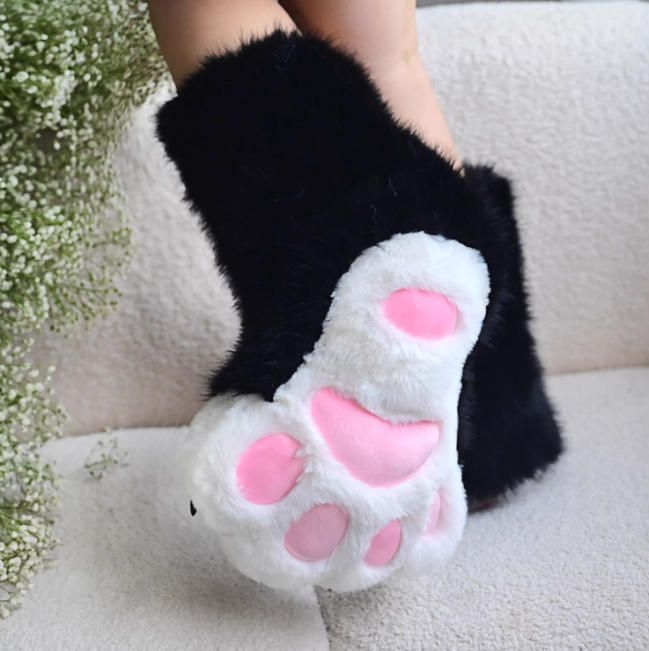 着ぐるみセット 手と足 ブラック フリーサイズ 爪付き ケモノ足 手袋