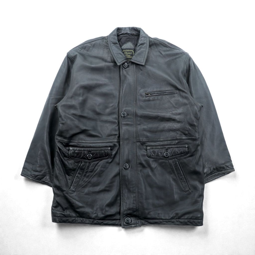 Bonnez Vour ラムレザー カーコート XL ブラック 羊革 キルティング