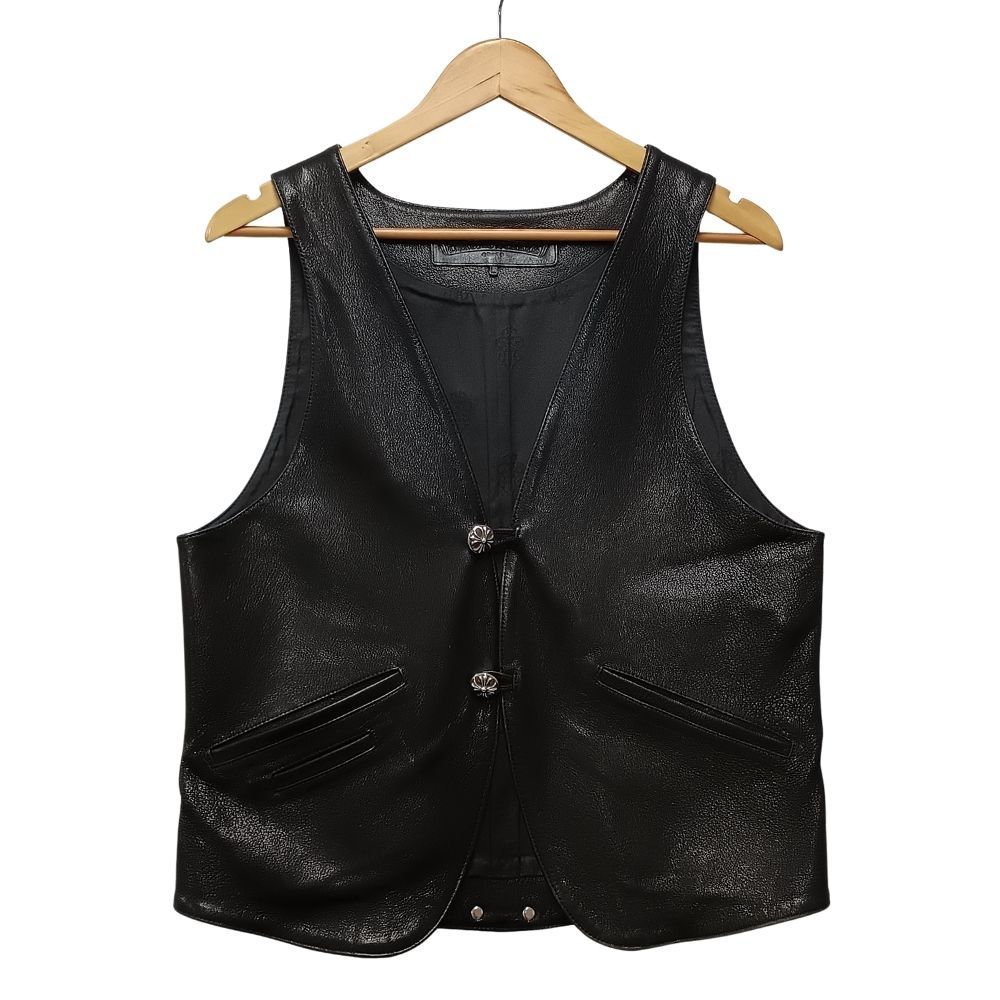 CHROME HEARTS クロムハーツ シルバー クロスボールボタン レザー