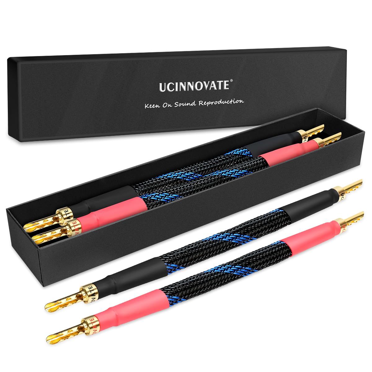 新品 【UCINNOVATE】 4本 スピーカー ジャンパーケーブル HIFI スピーカーケーブル 24k金メッキ 純銅バナナプラグ、 にしなやかで使いやすく、音質を向上させる
