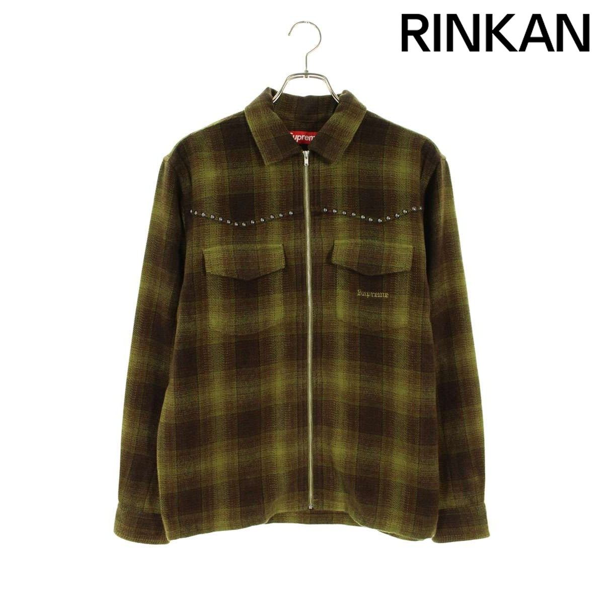 シュプリーム 25AW Studded Shadow Plaid Zip Up Shirt スタッズ