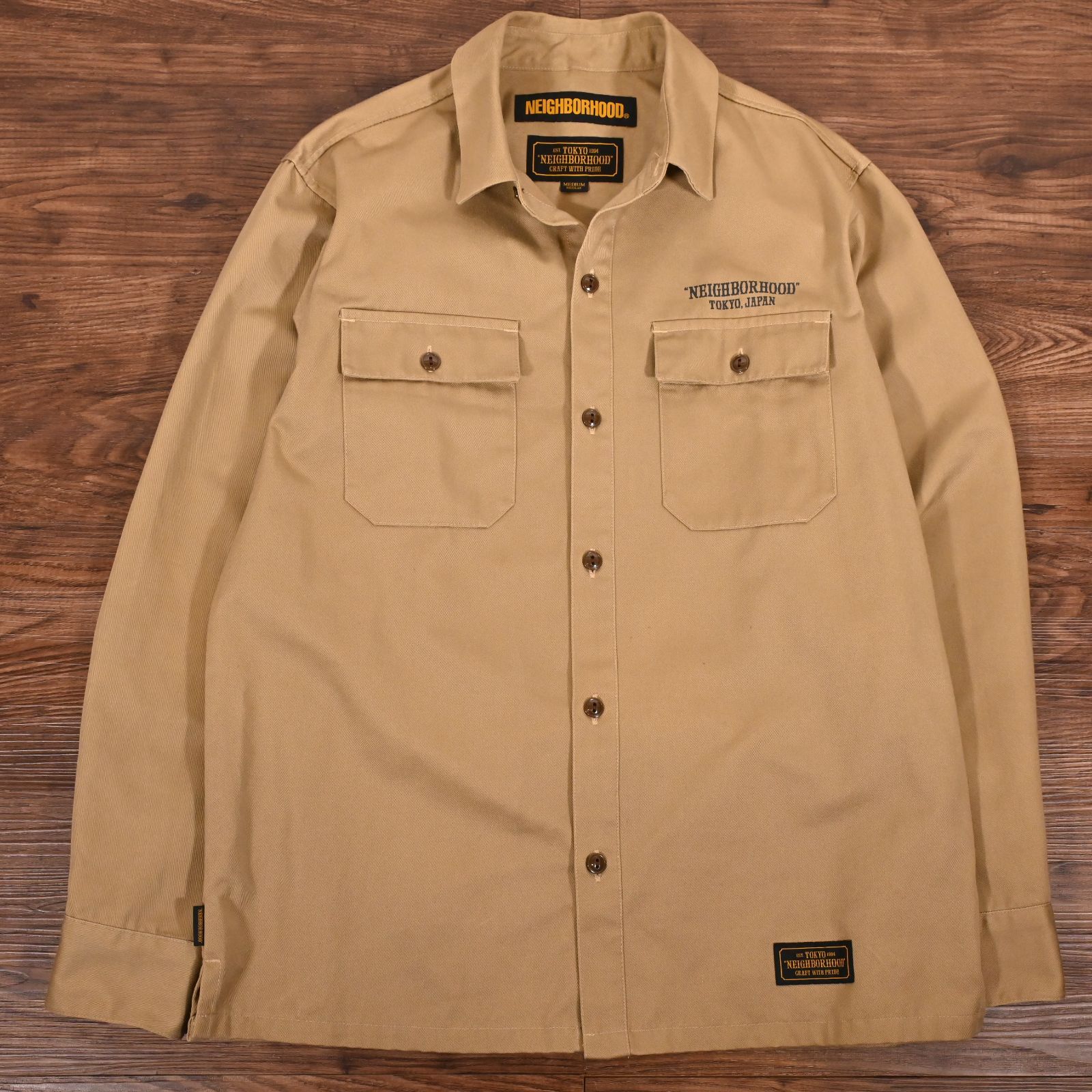 ネイバーフッド NEIGHBORHOOD ワークシャツ 長袖シャツ ベージュ Mサイズ