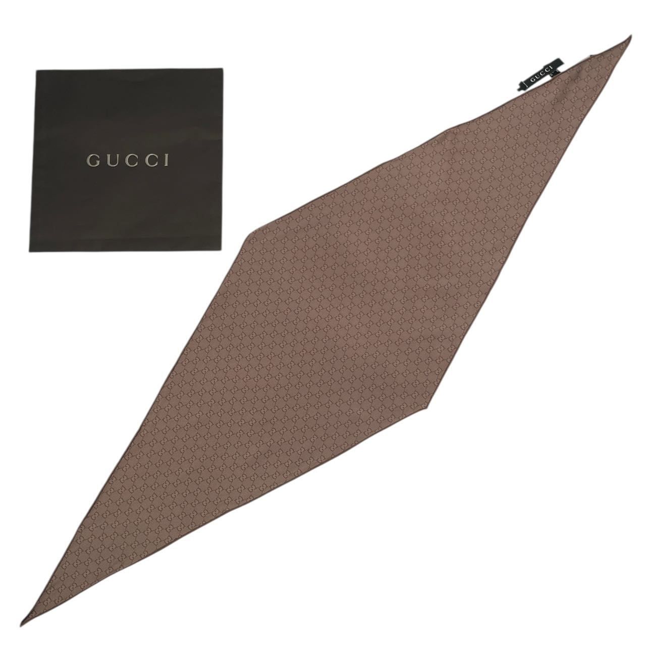 ♥品 GUCCI グッチ スカーフ シルク GG柄 三角スカーフ ブラウン き