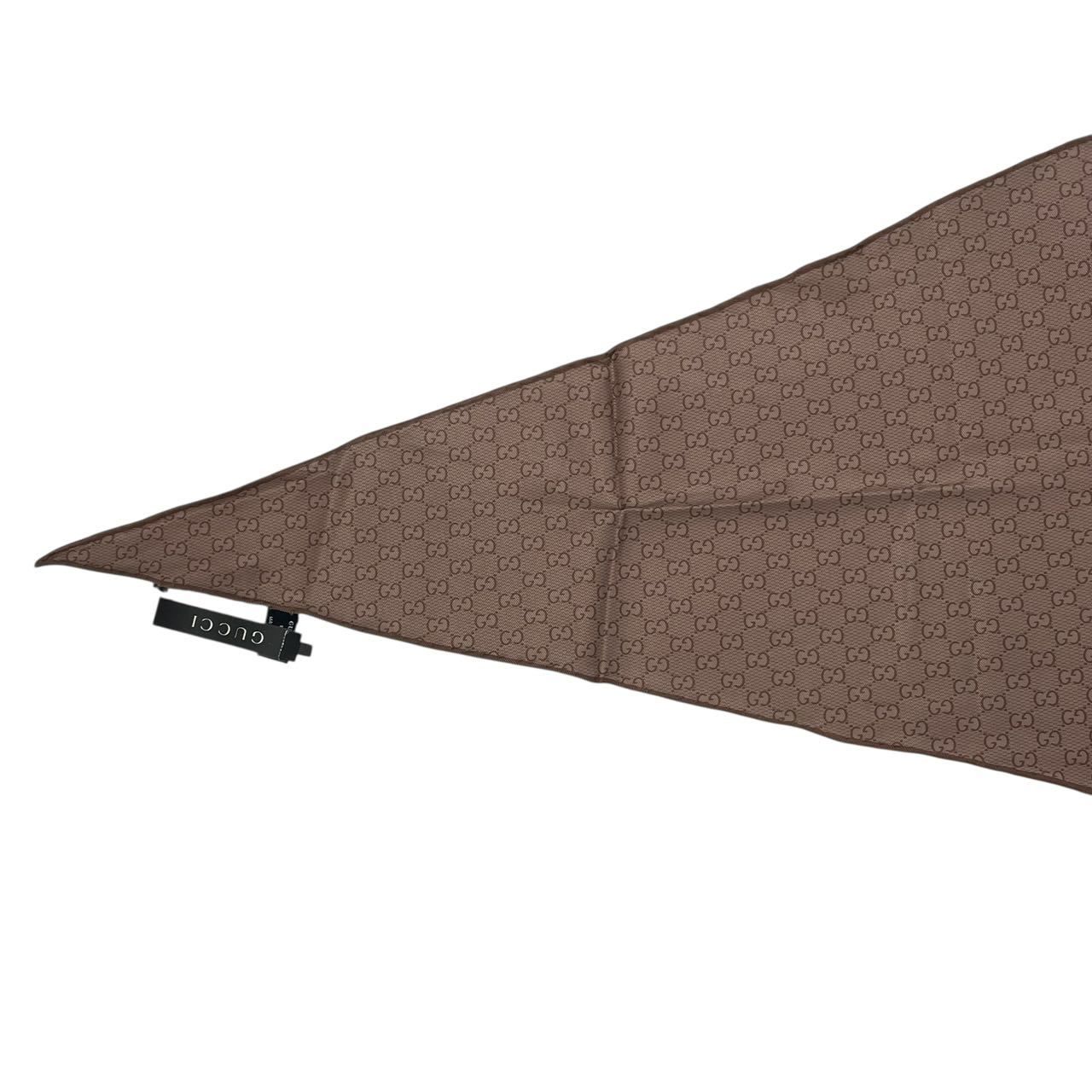 ♥品 GUCCI グッチ スカーフ シルク GG柄 三角スカーフ ブラウン き