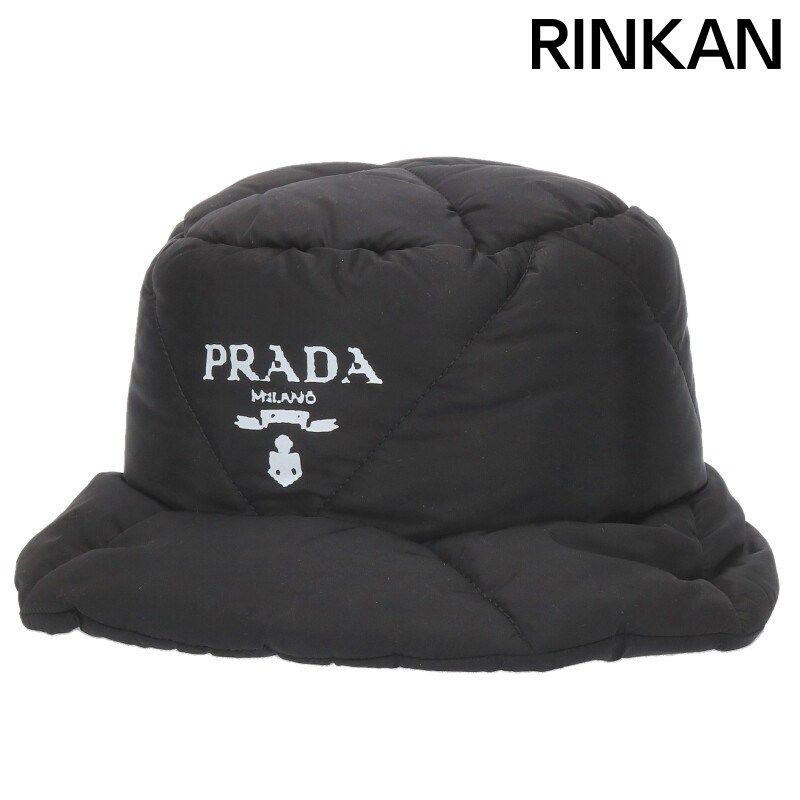プラダ 2 HC 252 ロゴプリントナイロンキルティングバケットハット帽子 メンズ L