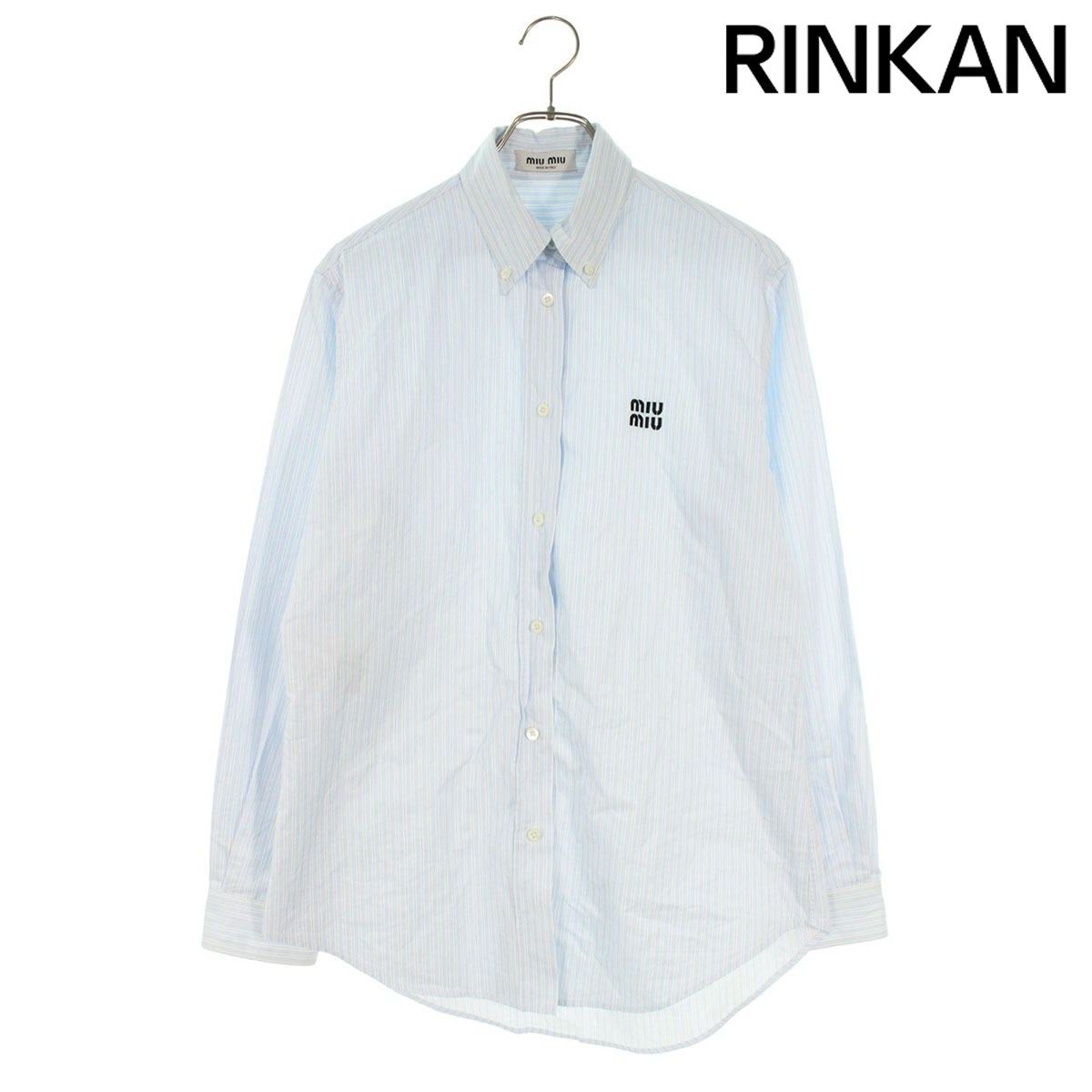 ミュウミュウ サイズ:42  MK1818 ロゴ刺繍長袖シャツ 中古 SS13 ミュウミュウ MK1693 ロゴ刺繍オーバーサイズ長袖シャツ レディース 38