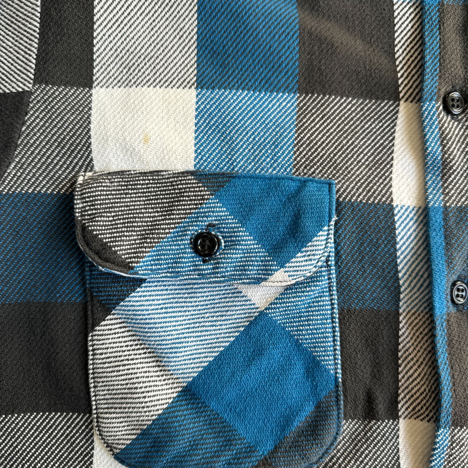 70s - 80s Mr.Leggs ヘビーネルシャツ 青 白 黒 ブロックチェック M