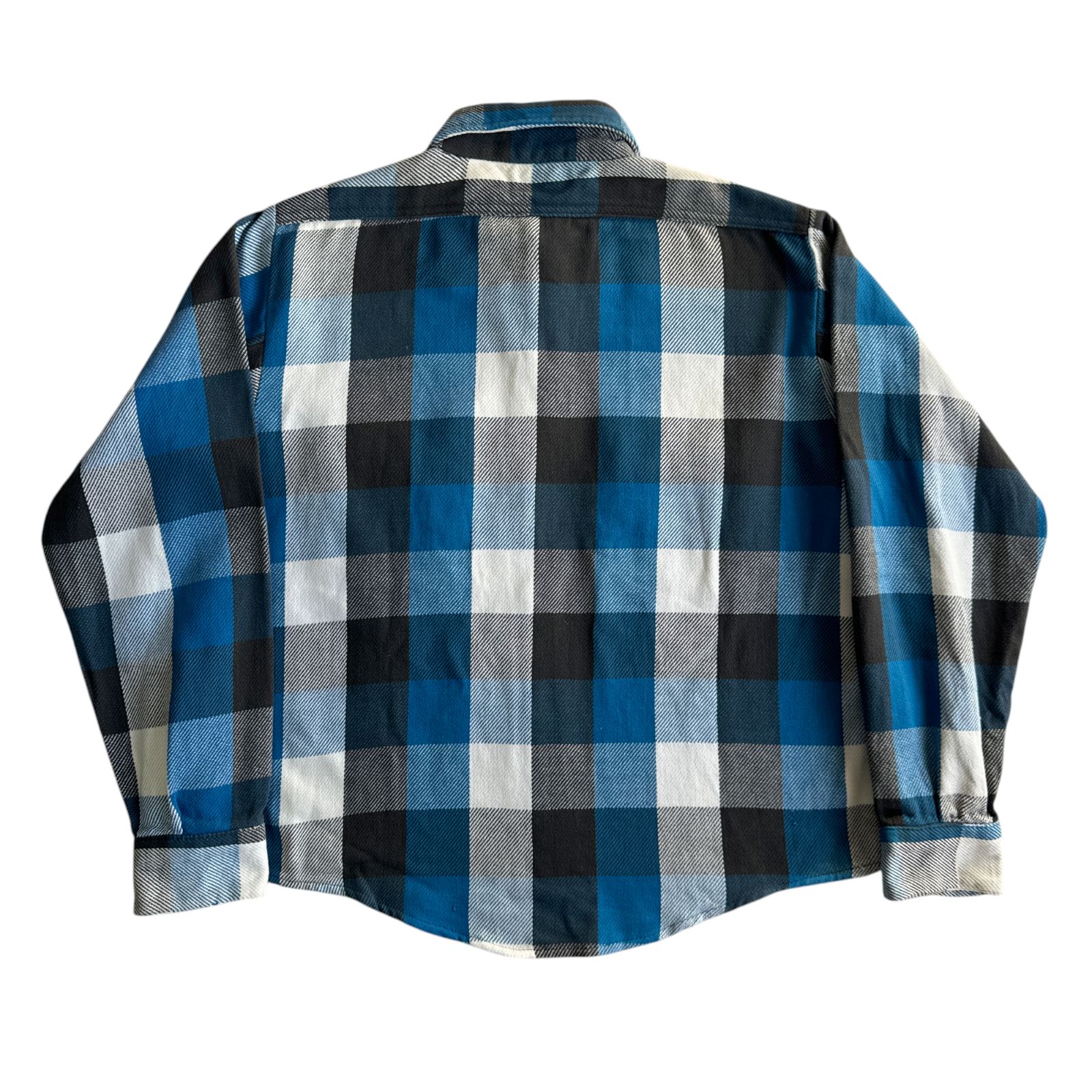 70s - 80s Mr.Leggs ヘビーネルシャツ 青 白 黒 ブロックチェック M