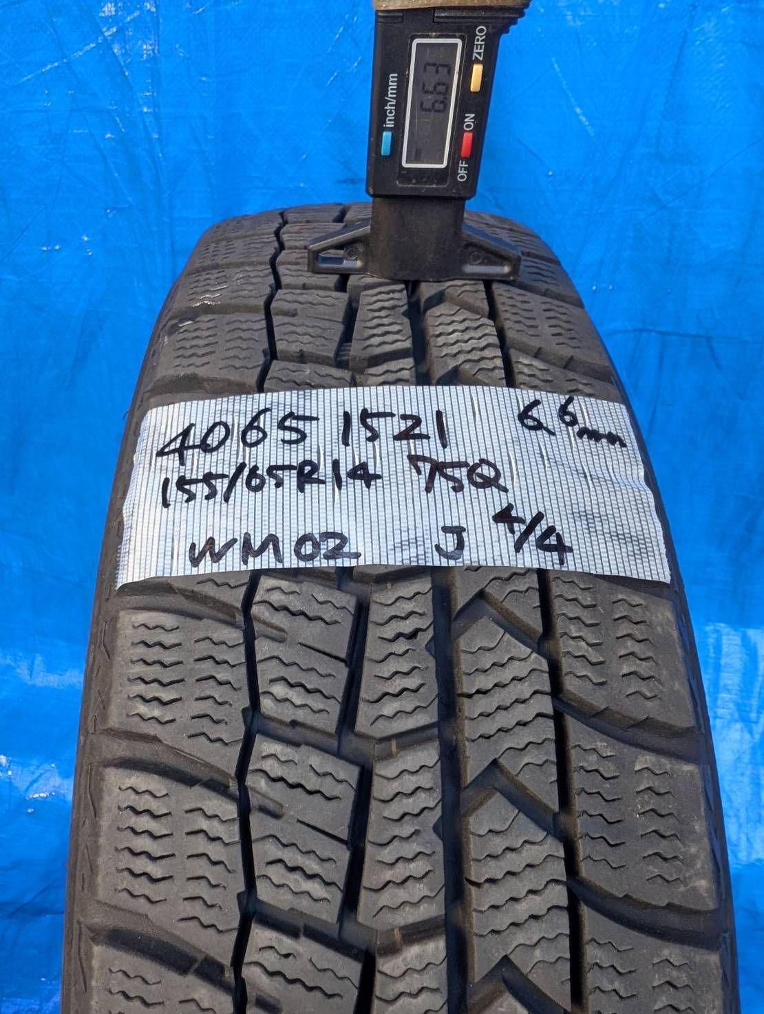 4065) 155/65R14 75Q DUNLOP スタッドレス WINTER MAXX 中古品 2021年