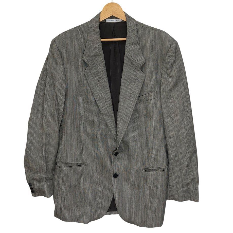 YVES SAINT LAURENT イヴ サンローラン バッハクラス 2つボタン テーラードジャケット ストライプ 長袖 オーバーサイズ ビッグシルエット FRANCE製 グレー