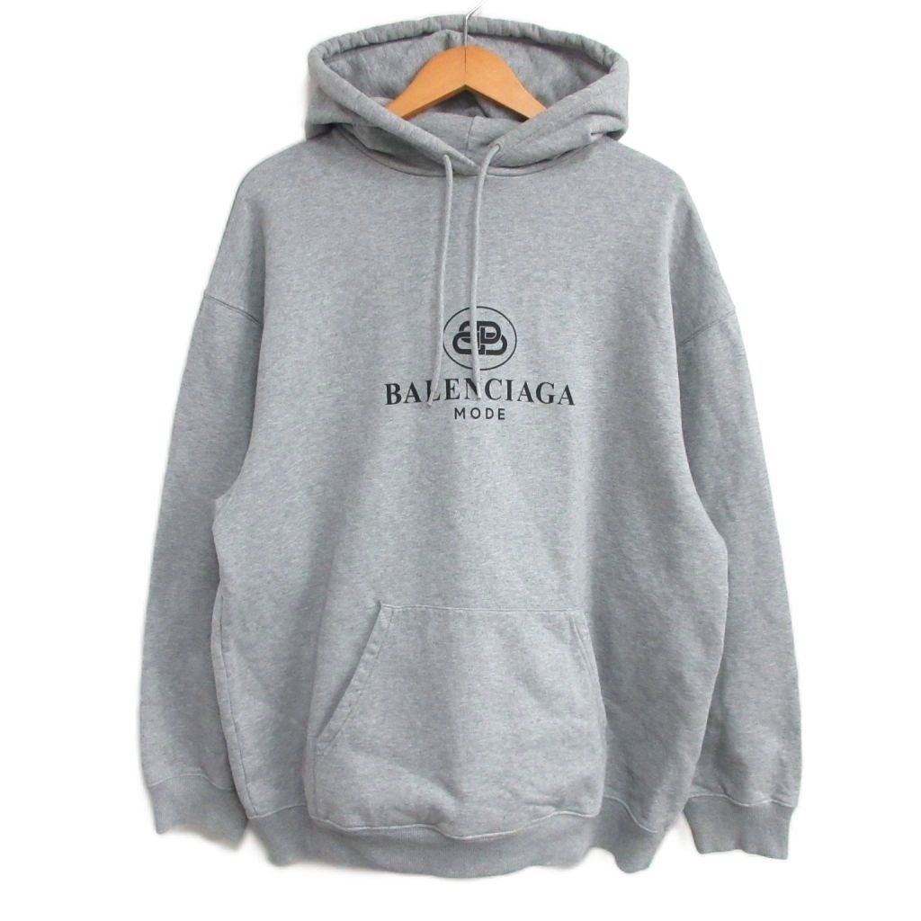 バレンシアガ BB MODE モードロゴ プリント スウェットパーカー フーディ オーバーサイズ 正規 L グレー MNK 4