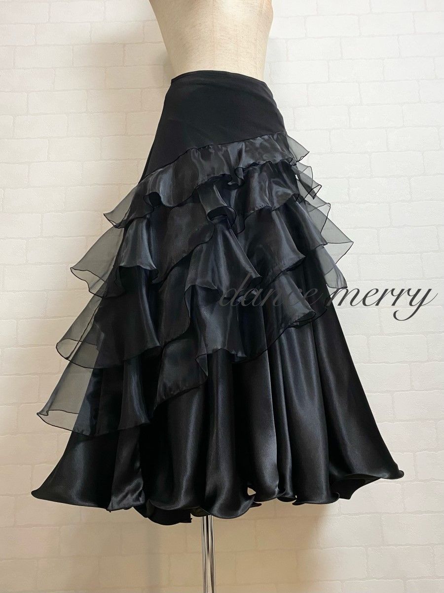 豪華 社交ダンス オーバースカート ステージ 黒 パーティ ラテン ヒップスカート 巻きスカート 4677