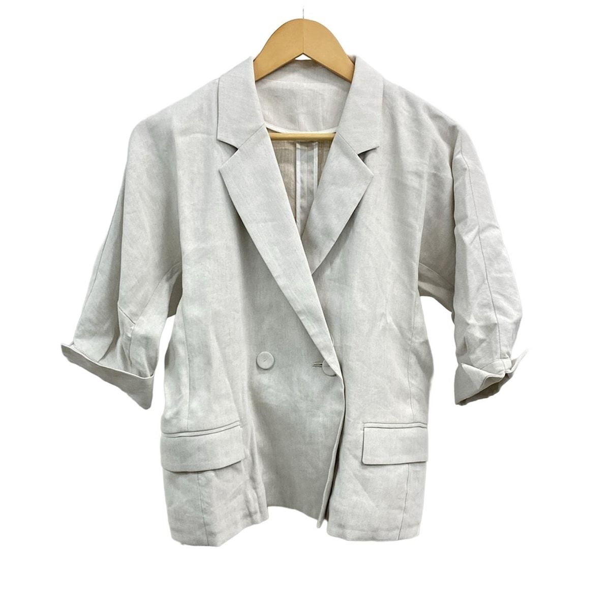 エストネーション ジャケット サイズ36 S レディース - ライトグレー 七分袖|麻混|ダブルブレスト|春|夏