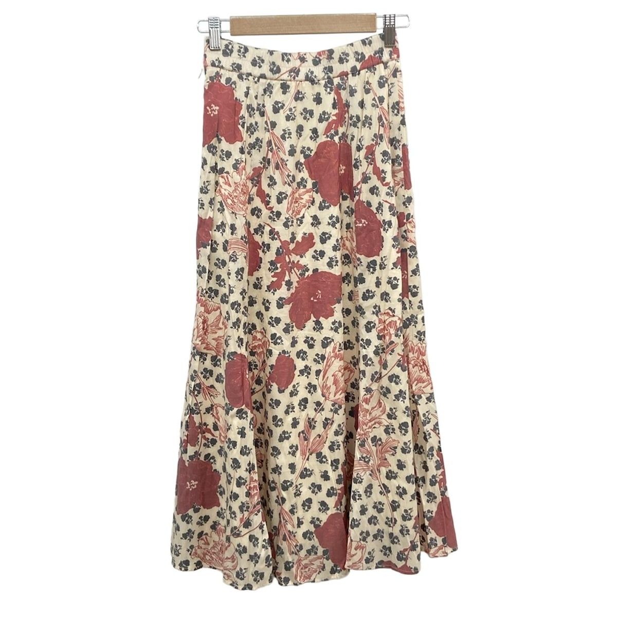 AMERI アメリ ロングスカート サイズＳ S レディース - ベージュ×ボルドー×マルチ 花柄