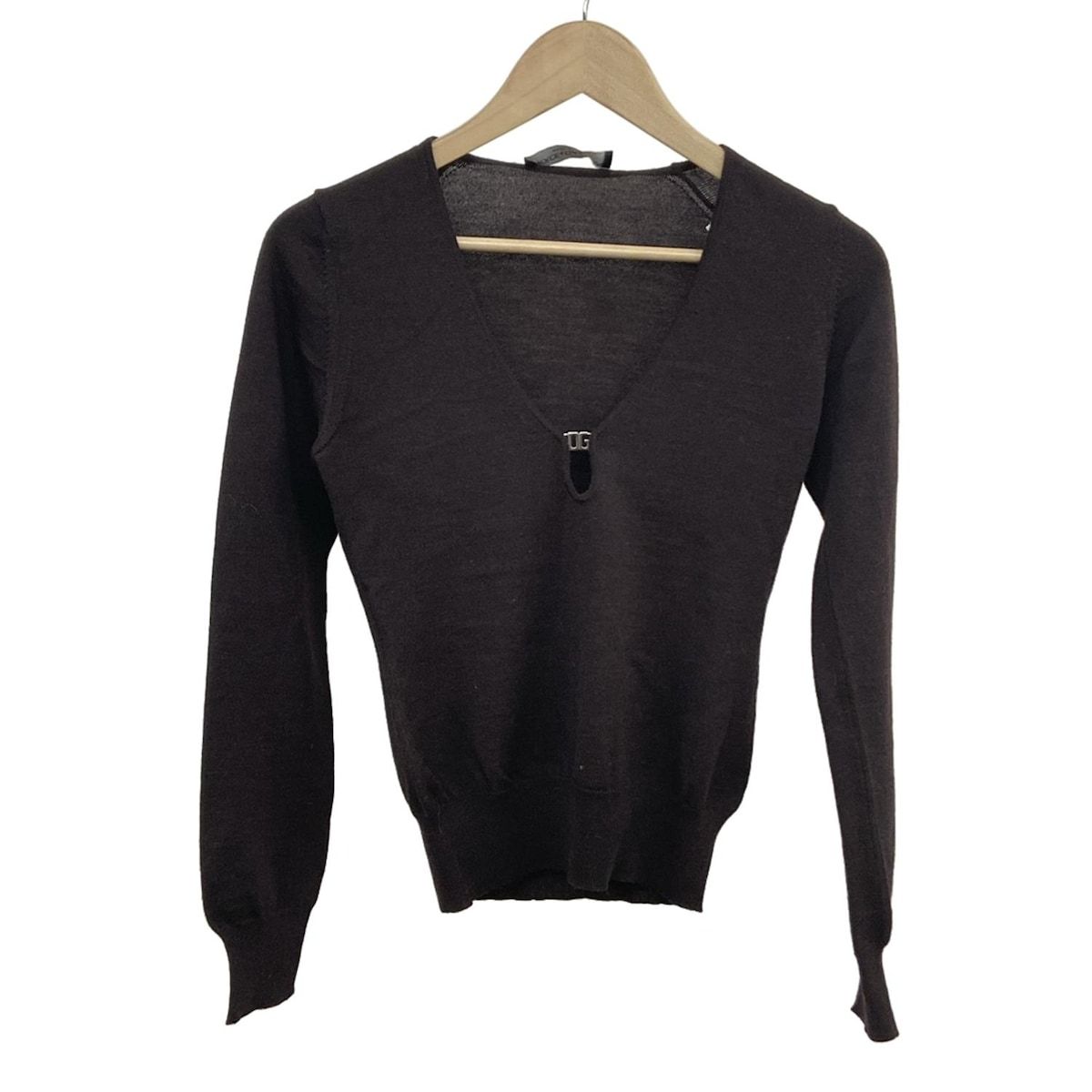 DOLCE-GABBANA ドルチェアンドガッバーナ 長袖セーター サイズ40 M レディース ダークブラウン Vネック|ニット