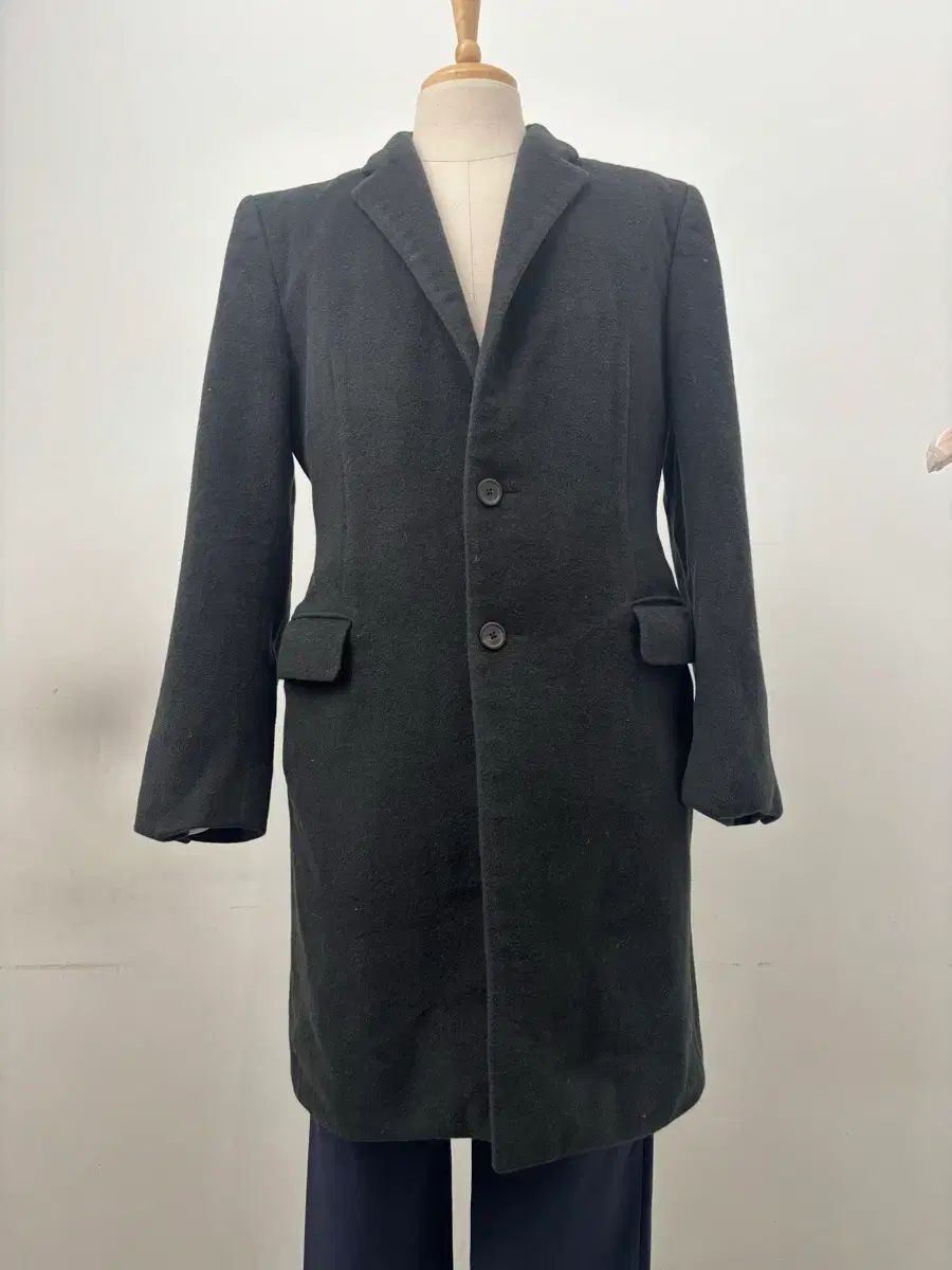 TIME ブラック メンズ ウール コート