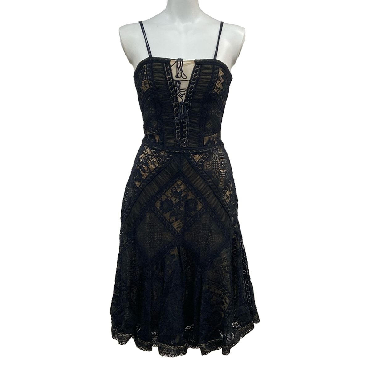 タダシショージ ワンピース サイズ2 M レディース - 黒×ベージュ キャミワンピ|ひざ丈