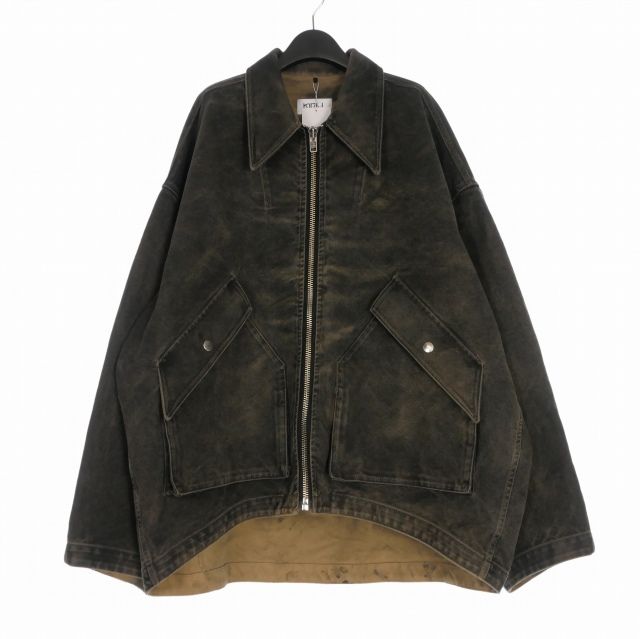 キディル KIDILL 25 AW Black Stained Duck Jacket ダックジャケット ブルゾン デニム 長袖 F キャメル|ブラック KL 981