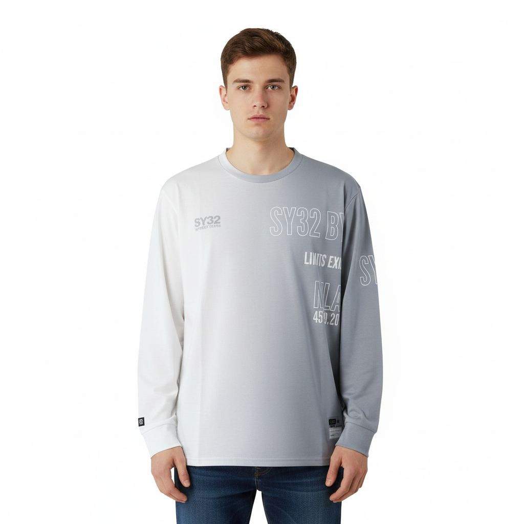 SY 32 by SWEET YEARS グラデーションロゴ長袖Ｔシャツ 32-26 sn 1-12 メンズ 春 かっこいい ブランド スイート イヤーズ ロンＴ ホワイト