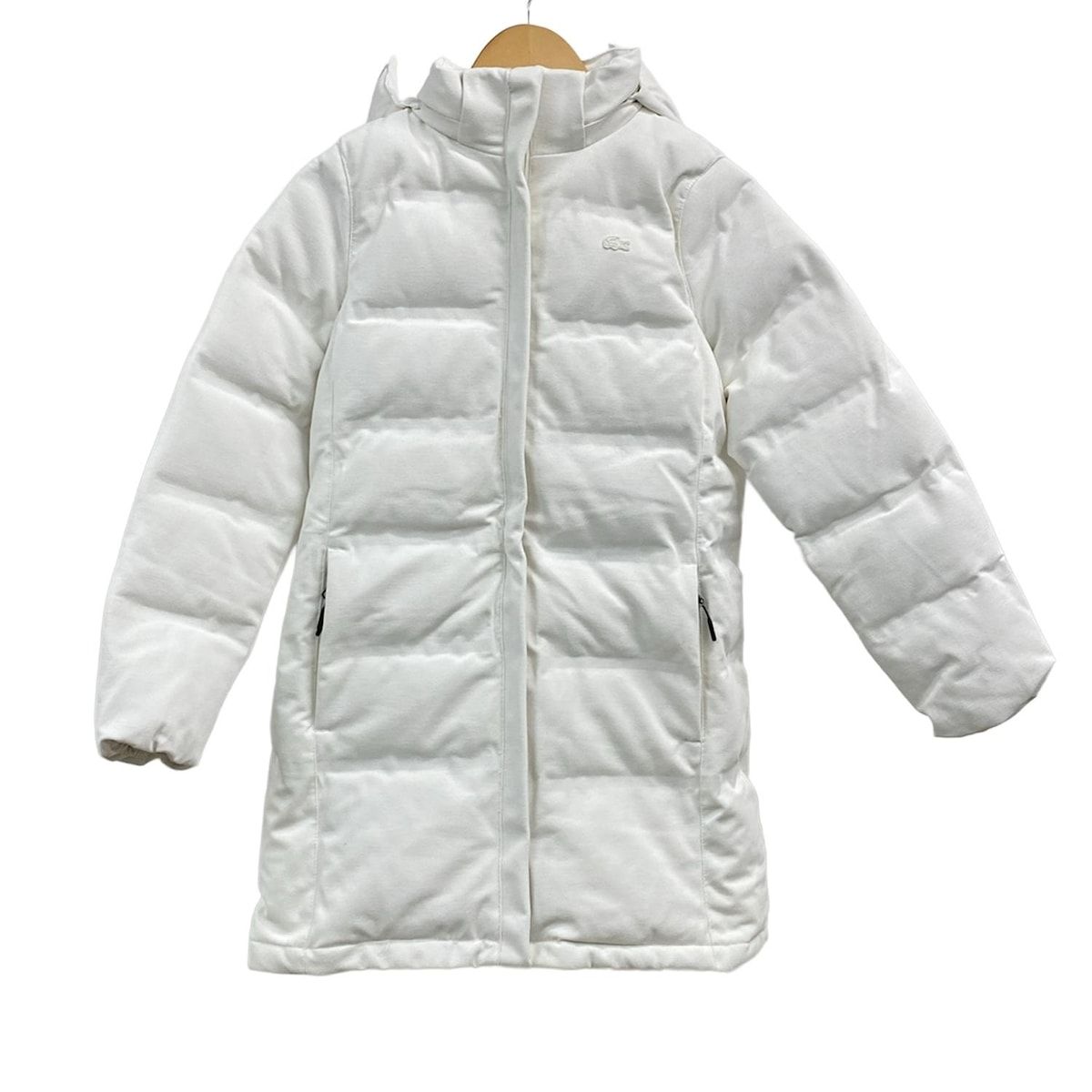 Lacoste ラコステ ダウンコート サイズ38 M レディース - 白 長袖|ジップアップ|フード着脱可|冬