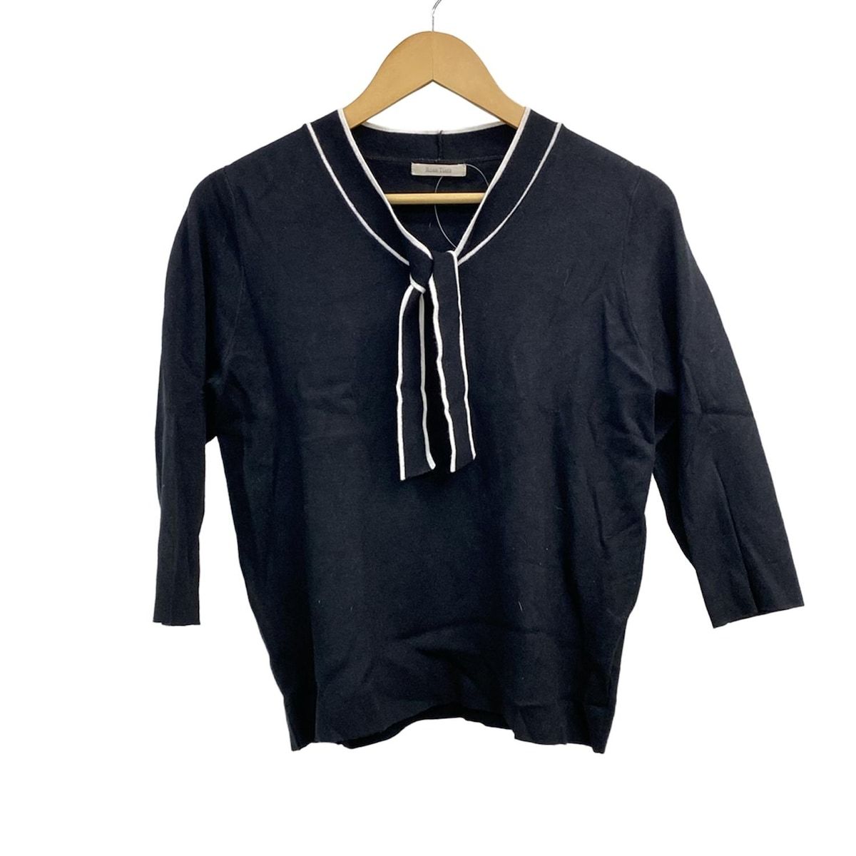 Rose Tiara ローズティアラ 七分袖セーター サイズ42 L レディース - 黒×白