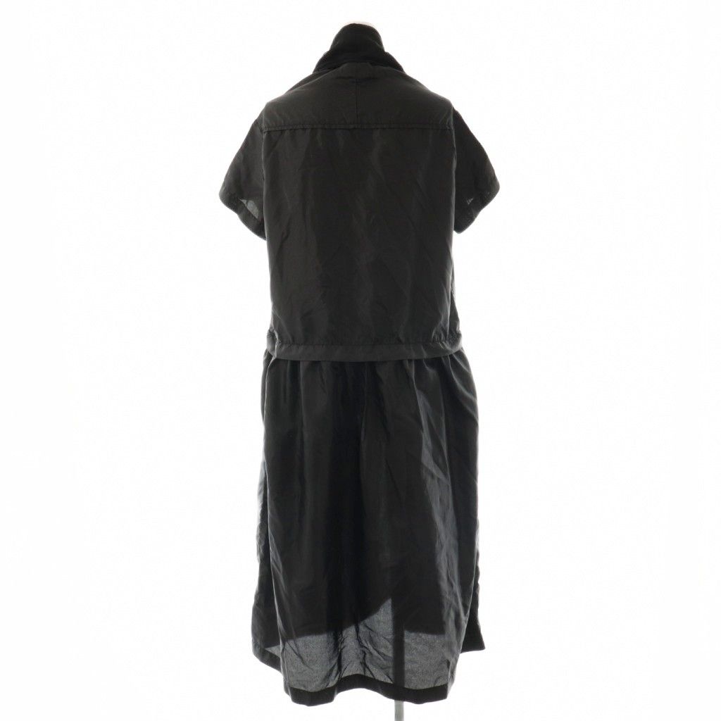 トリココムデギャルソン tricot COMME des GARCONS TH-O 025 AD 2011 サテン シャツ ワンピース ロング 半袖 M ブラック |HK OS