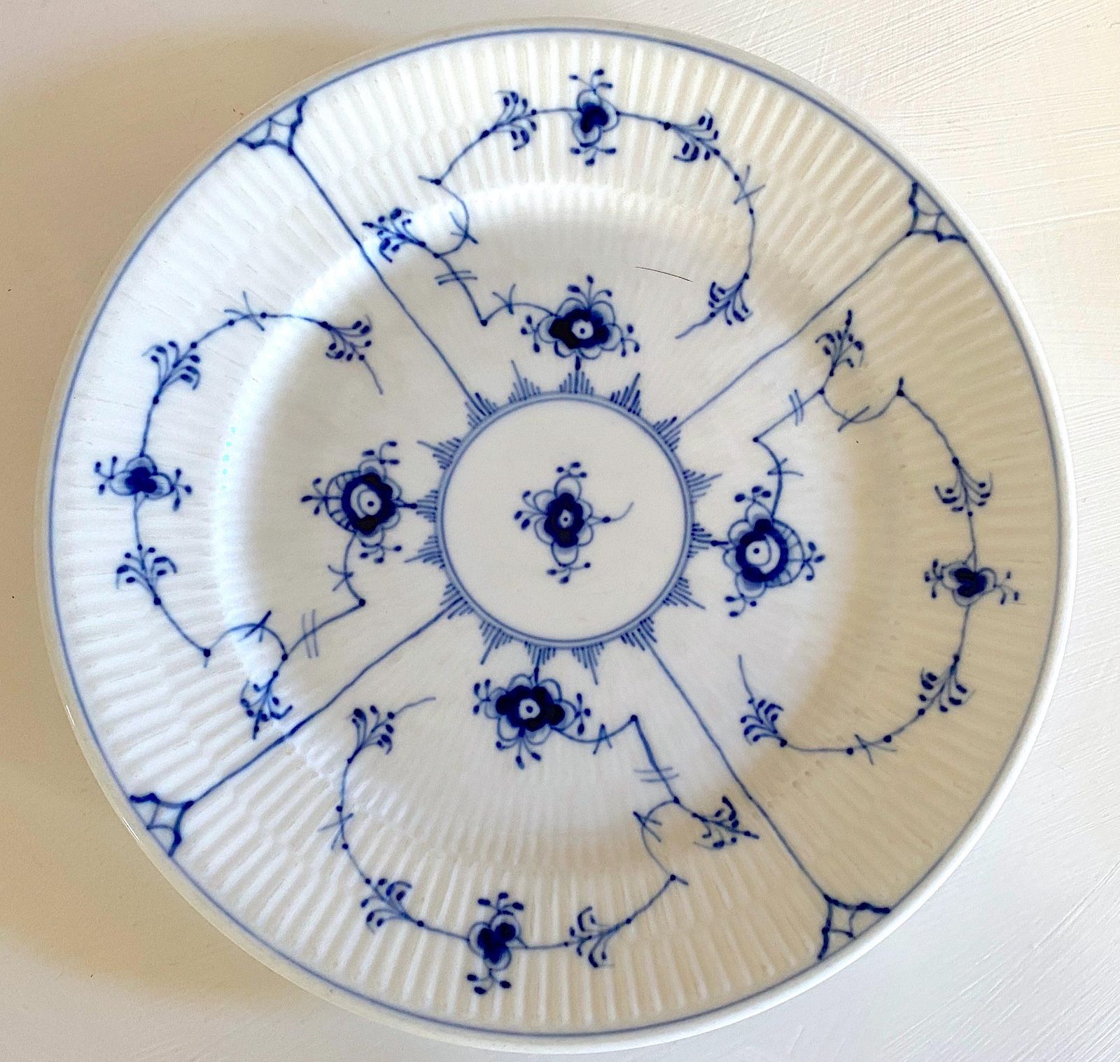  ロイヤルコペンハーゲン ランチプレート 直径22.5 cmブルーフルーテッド プレーン1960年代 デンマーク製 ヴィンテージ 皿 食器