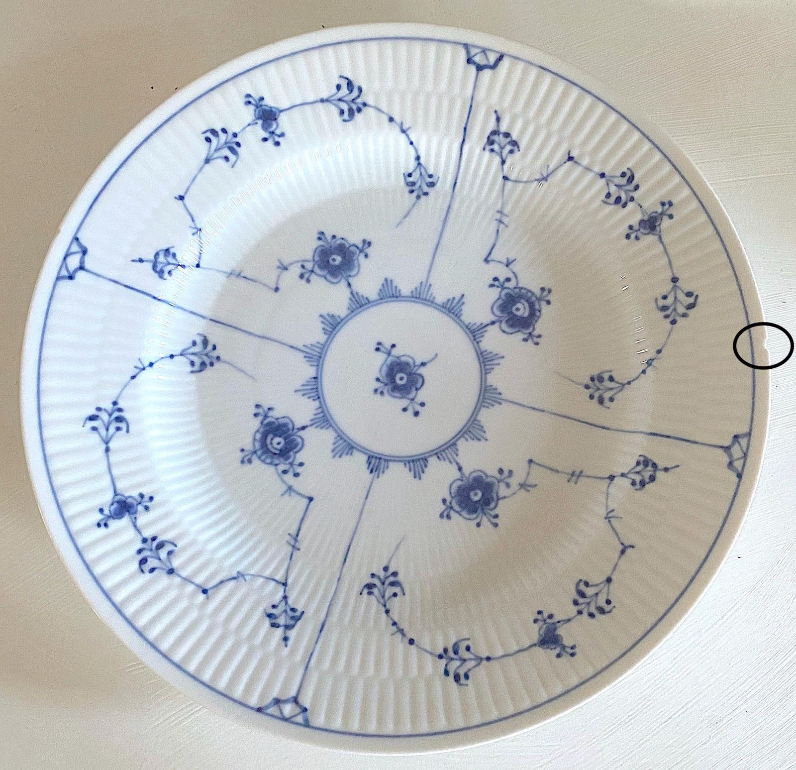 ロイヤルコペンハーゲン ブルーフルーテッドプレーン ディナープレート 25 cmNo. 175デンマーク製 1940年代ヴィンテージ