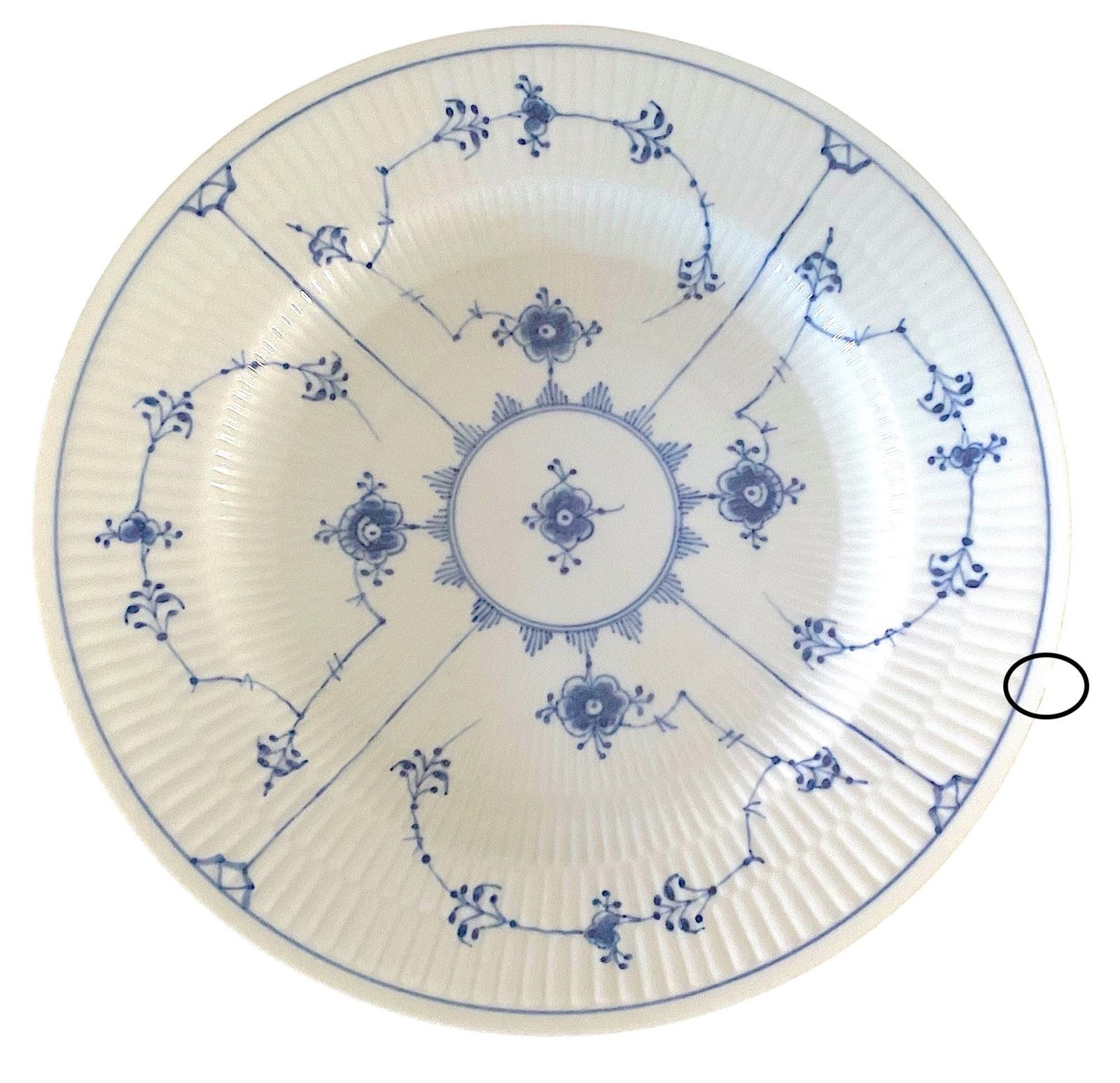 ロイヤルコペンハーゲン ブルーフルーテッドプレーン ディナープレート 25 cmNo. 175デンマーク製 1940年代ヴィンテージ