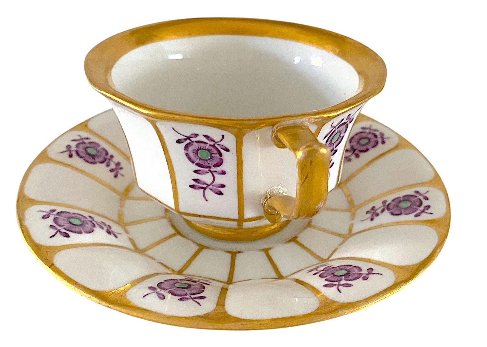 ロイヤルコペンハーゲン ベル エポック エンパイア ティーカップ＆ソーサー パープルゴールド アンティーク 1870-1890年
