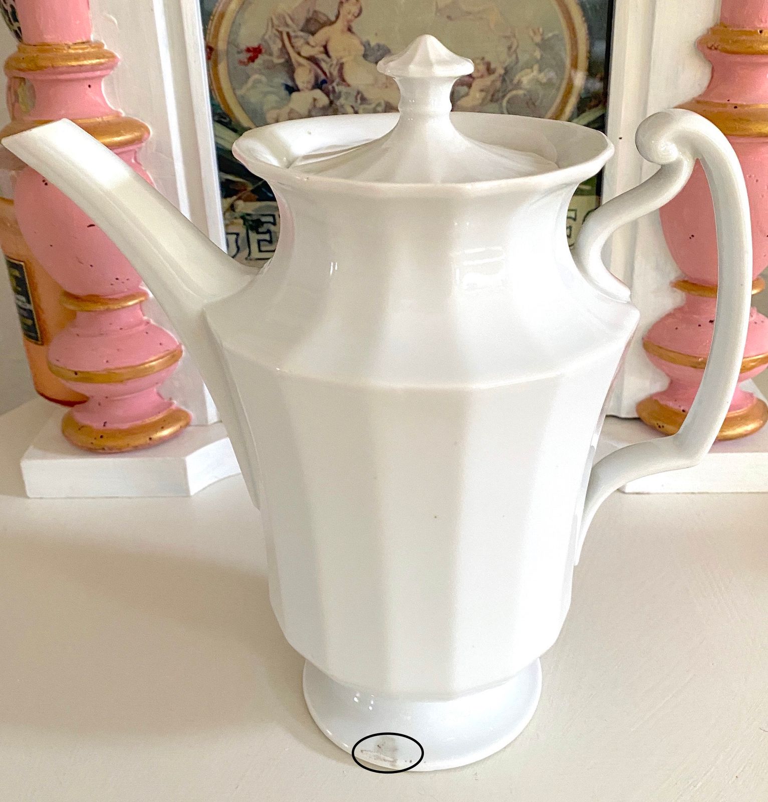 ロイヤルコペンハーゲン アンティーク ホワイトパレス磁器 コーヒー ティーポット 1890-1920年代