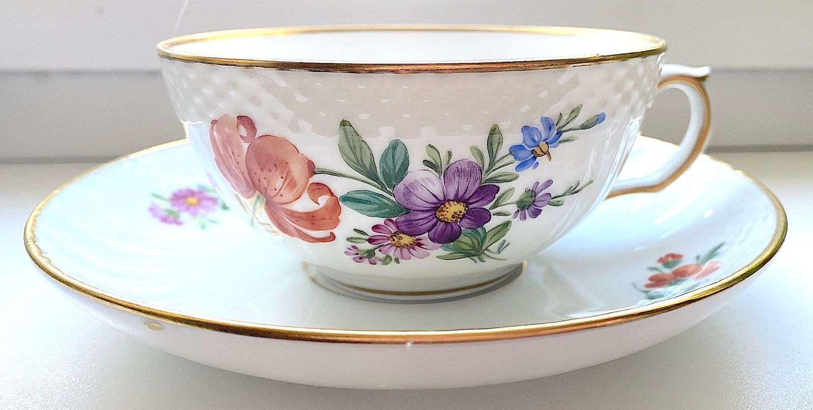 ロイヤルコペンハーゲン サクソンフラワー ティーカップ＆ソーサーセット オレンジリリー 1950年代ヴィンテージ