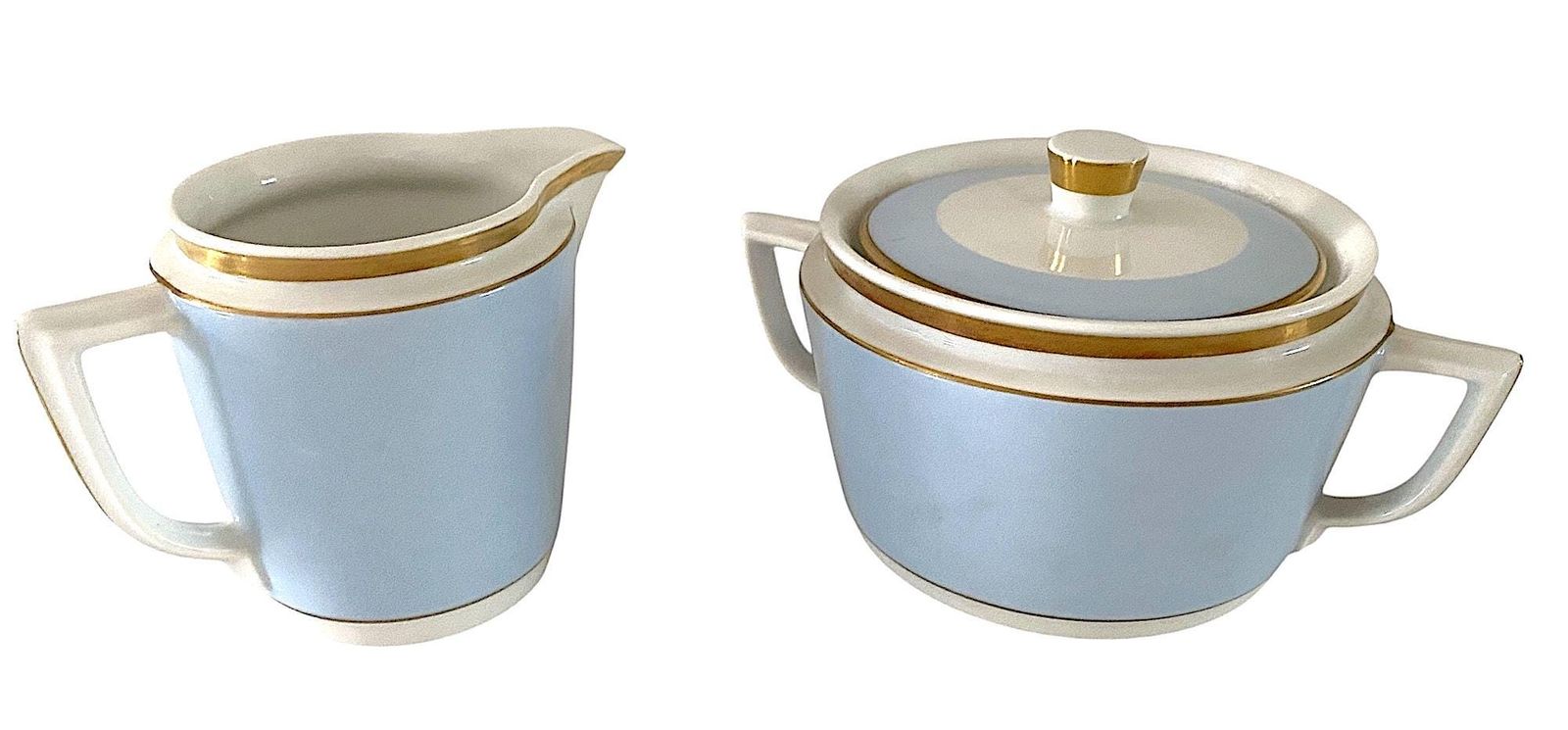 ロイヤルコペンハーゲン ヴィンテージ シュガーボウル＆クリーマーセット パステルブルー ゴールドトリム