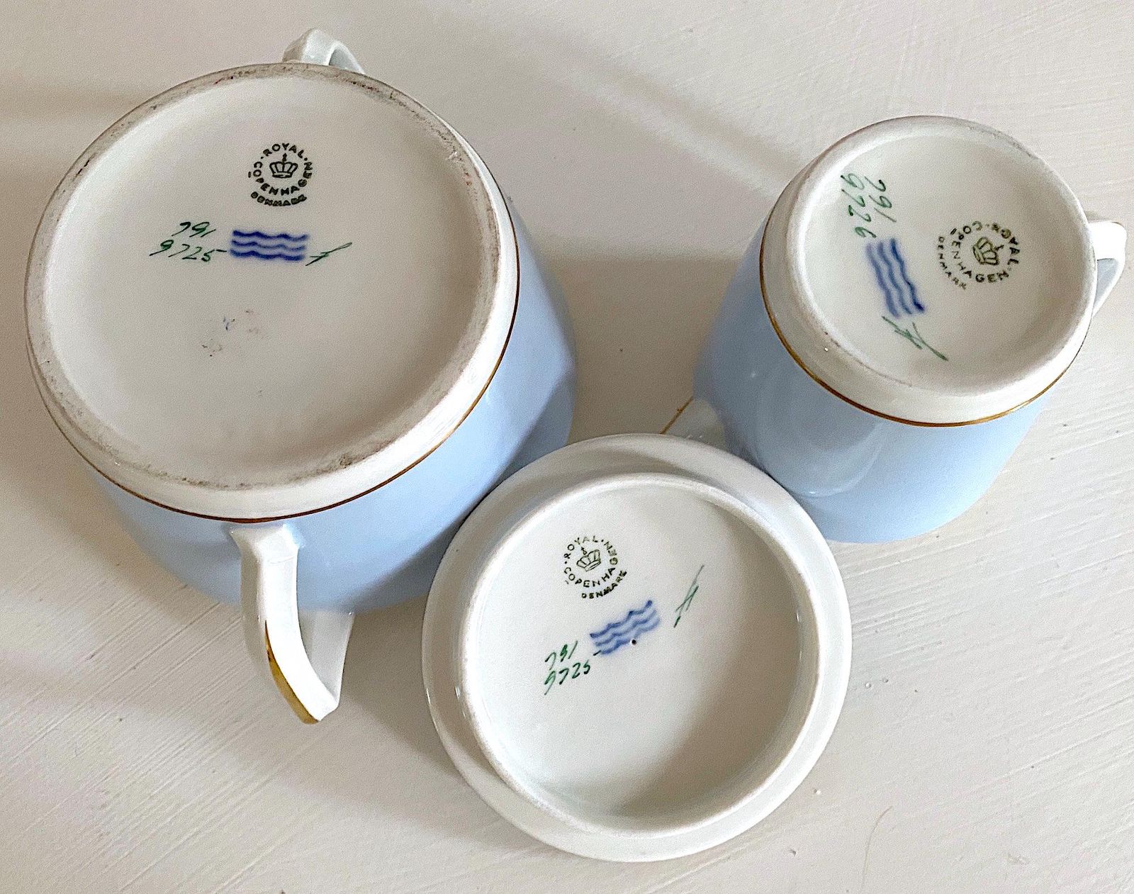  ロイヤルコペンハーゲン ヴィンテージ シュガーボウル＆クリーマーセット パステルブルー ゴールドトリム 皿 食器